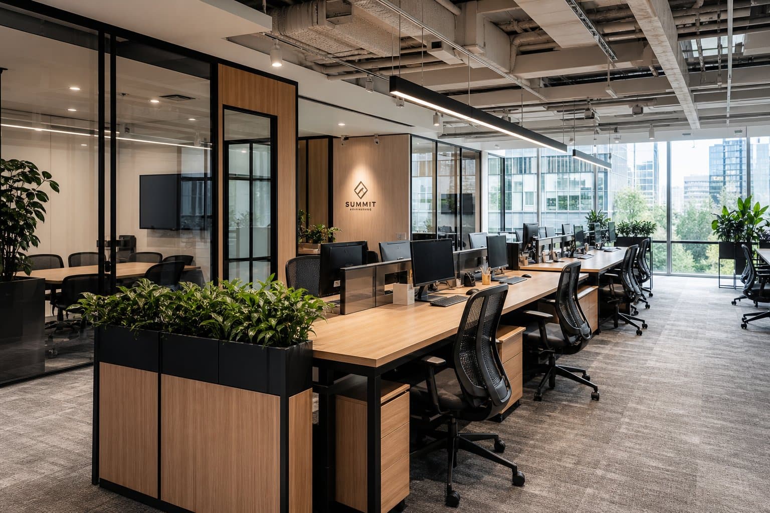 Большой офис open space — мебель на заказ